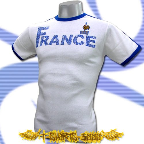 FRANCE WHITE SOCCER RETRO TEE T-SHIRT FOOTBALL Size M / H54