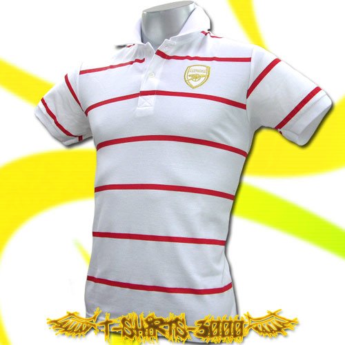 ARSENAL WHITE/RED FOOTBALL COOL POLO T-SHIRT SOCCER Size M / i09