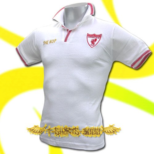 LIVERPOOL KOP GOLD WHITE FOOTBALL POLO T-SHIRT SOCCER Size M / i83