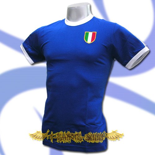 ITALY BLUE ITALIA FOOTBALL RETRO T-SHIRT SOCCER Size M / K05