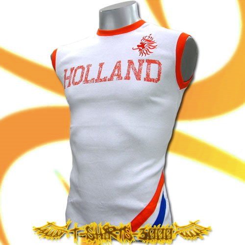 HOLLAND WHITE SLEEVELESS FOOTBALL T-SHIRT SOCCER Size M / K98