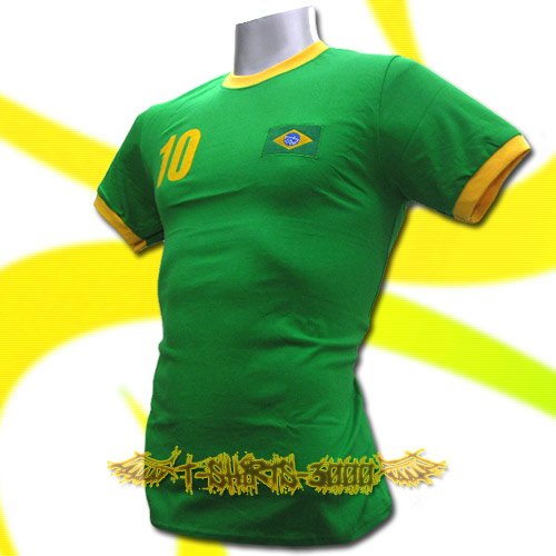 BRAZIL GREEN BRASIL #10 COOL T-SHIRT SOCCER Size L / L92
