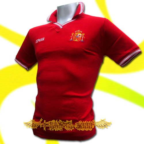 SPAIN RED ESPANA FOOTBALL POLO T-SHIRT SOCCER Size M / M64