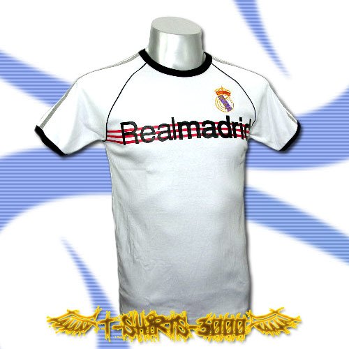 REAL MADRID WHITE SOCCER RETRO T-SHIRT FOOTBALL Size M / A15