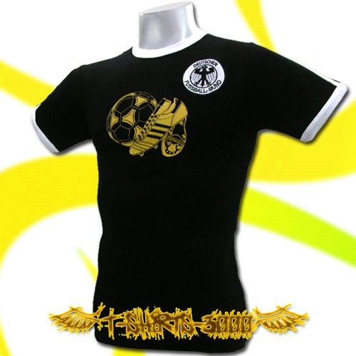 GERMANY GERMAN GOLD BLACK SOCCER T-SHIRT FOOTBALL Size M / i52