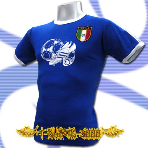 ITALY ITALIA BLUE FOOTBALL COOL TEE T-SHIRT SOCCER Size M / i53