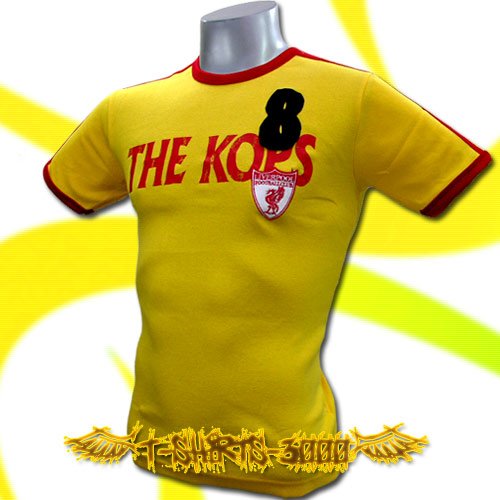 LIVERPOOL THE KOPS YELLOW #8 SOCCER T-SHIRT FOOTBALL size M / i61