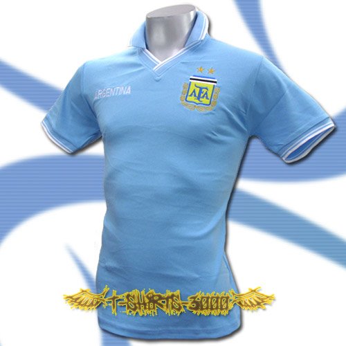ARGENTINA BLUE FOOTBALL V NECK POLO T-SHIRT SOCCER Size M / J29