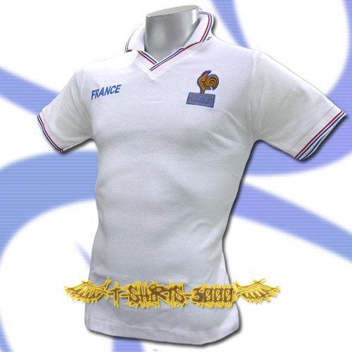 FRANCE WHITE FOOTBALL COOL V NECK POLO T-SHIRT SOCCER Size M / J31