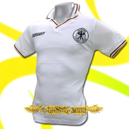 GERMANY WHITE GERMAN V NECK POLO T-SHIRT SOCCER Size M / J33