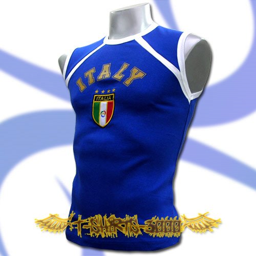 ITALY BLUE ITALIA FOOTBALL SLEEVELESS T-SHIRT SOCCER Size M / J62