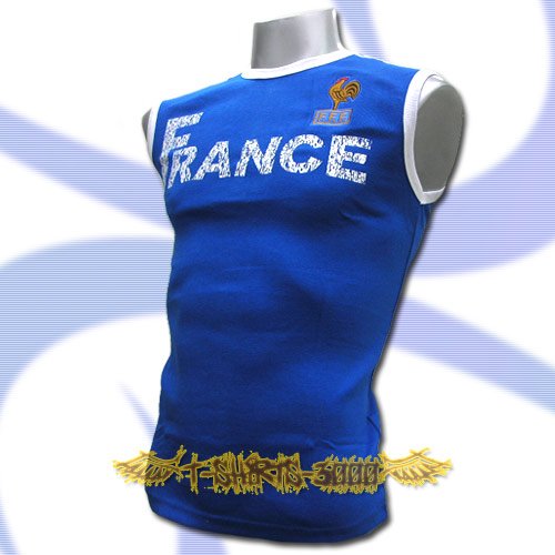 FRANCE BLUE FOOTBALL COOL SLEEVELESS T-SHIRT SOCCER Size M / L10