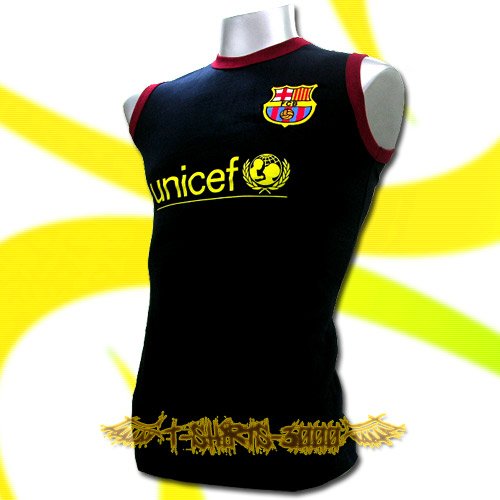 BARCELONA DARK BLUE SLEEVELESS T-SHIRT COOL SOCCER Size M / L37