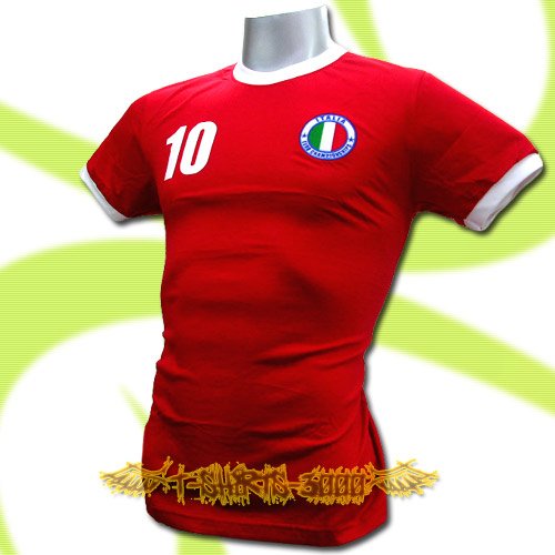 ITALY RED ITALIA FOOTBALL COOL T-SHIRT SOCCER Size L / L87