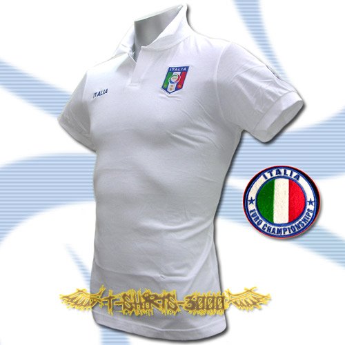 ITALY WHITE ITALIA COOL POLO T-SHIRT SOCCER Size M / M42
