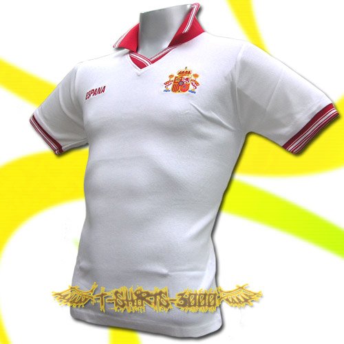 SPAIN WHITE ESPANA FOOTBALL POLO T-SHIRT SOCCER Size M / M63