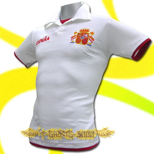SPAIN WHITE ESPANA FOOTBALL POLO T-SHIRT SOCCER Size M / M69