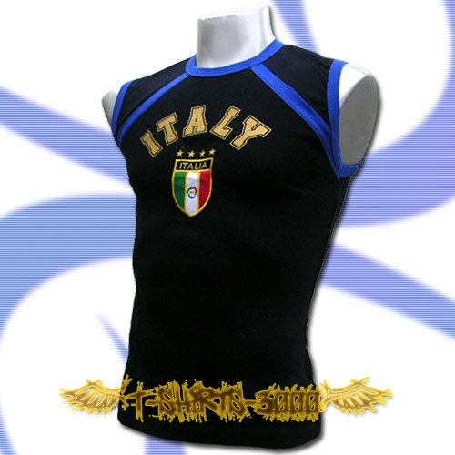 ITALY DARK BLUE ITALIA SLEEVELESS T-SHIRT SOCCER Size M / J64