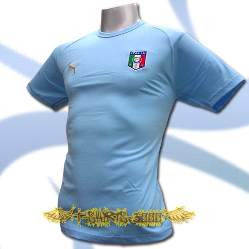 ITALY LIGHT BLUE ITALIA FOOTBALL T-SHIRT SOCCER Size L / M13