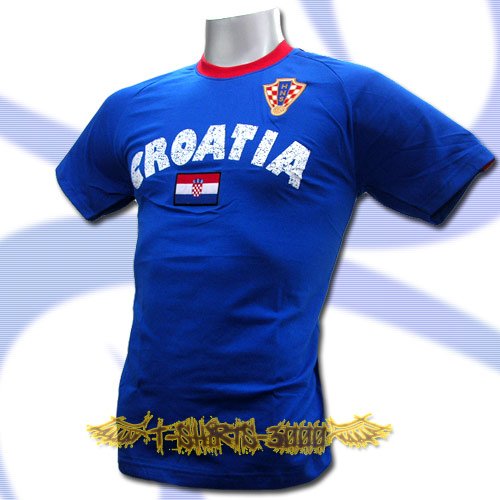 CROATIA BLUE FOOTBALL COOL T-SHIRT SOCCER Size L / L64