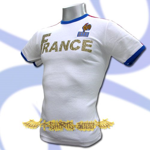 FRANCE WHITE FOOTBALL ATHLETIC TEE T SHIRT SOCCER Size M / K58