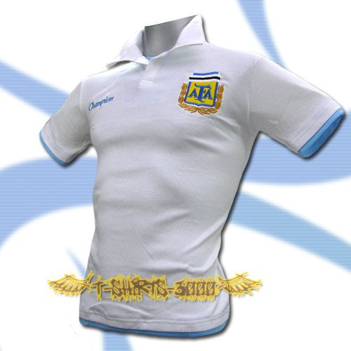 ARGENTINA WHITE FOOTBALL POLO COOL T SHIRT SOCCER Size M / K77