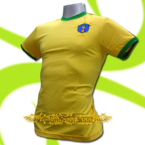 BRAZIL YELLOW BRASIL FOOTBALL COOL T SHIRT SOCCER Size M / K90