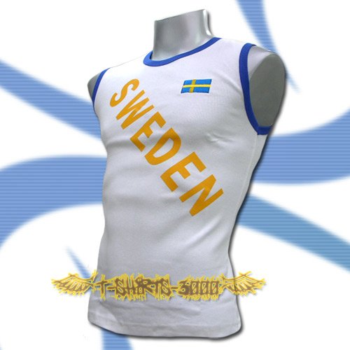 SWEDEN WHITE SLEEVELESS FOOTBALL T SHIRT SOCCER Size M / L22