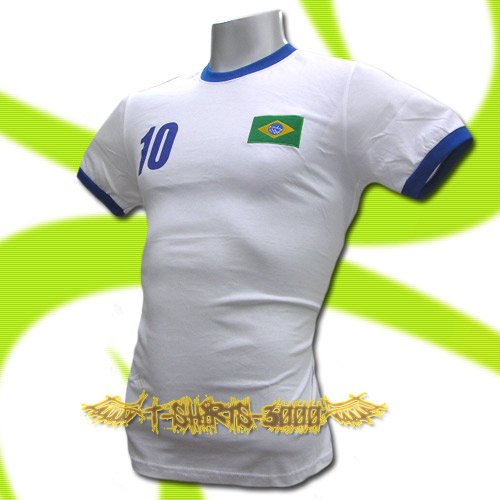 BRAZIL WHITE BRASIL #10 COOL T SHIRT SOCCER Size M / L90