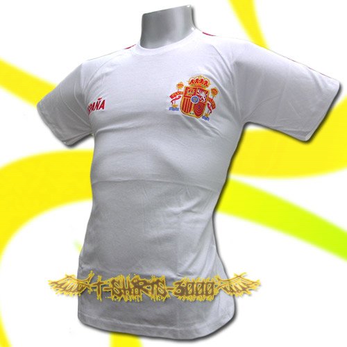 SPAIN WHITE ESPANA FOOTBALL T SHIRT SOCCER SIZE L / M01