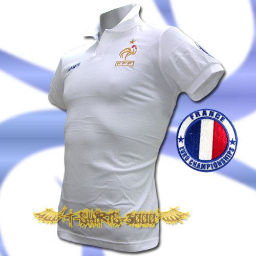 FRANCE WHITE FOOTBALL POLO T-SHIRT SOCCER SIZE L / M38