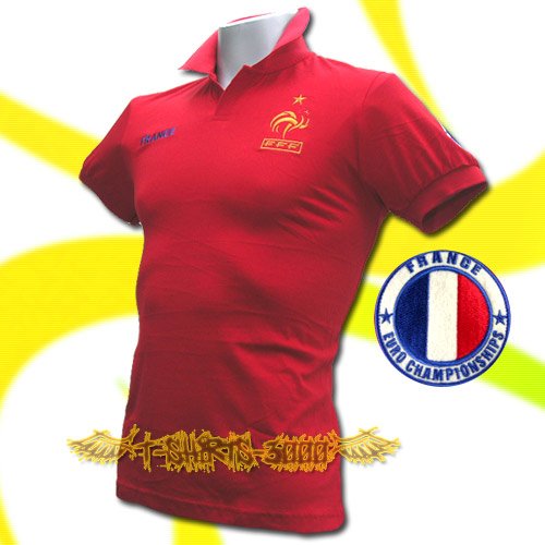 FRANCE RED FOOTBALL POLO T SHIRT SOCCER SIZE L / M39