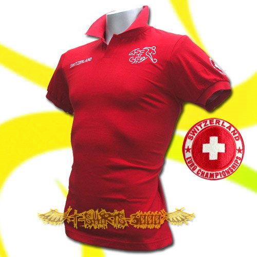 SWITZERLAND RED FOOTBALL POLO T-SHIRT SOCCER Size M / M48