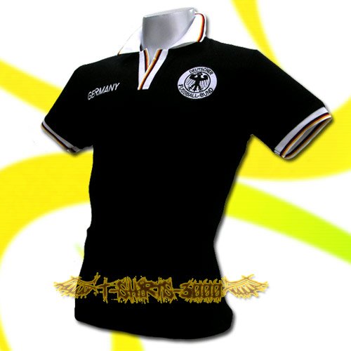 GERMANY BLACK GERMAN FOOTBALL POLO T-SHIRT SOCCER Size M / M61