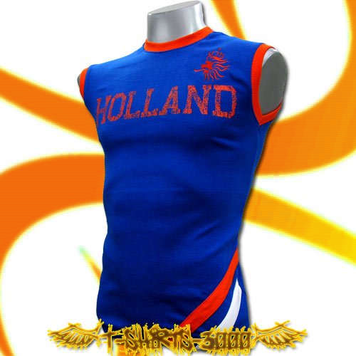 HOLLAND BLUE SLEEVELESS FOOTBALL T-SHIRT SOCCER Size M / K99