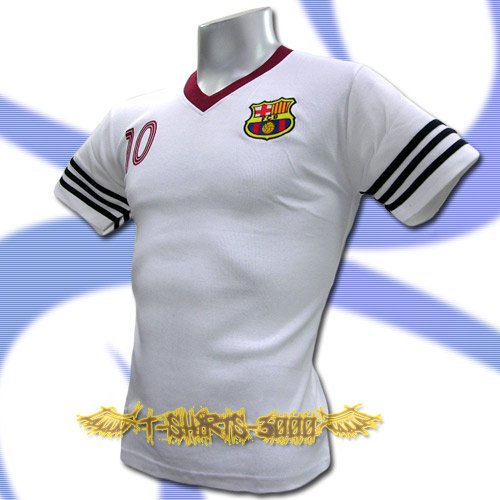 BARCELONA WHITE #10 FOOTBALL V NECK T SHIRT SOCCER Size M / J83