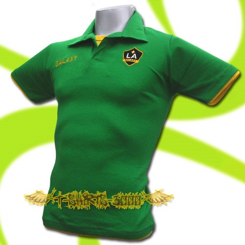 LA GALAXY GREEN FOOTBALL POLO T SHIRT SOCCER Size M / K39