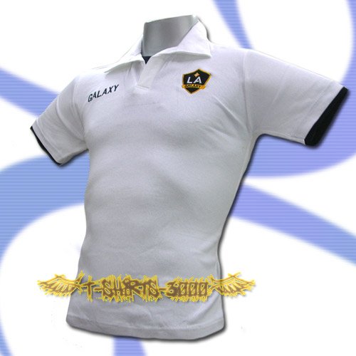 LA GALAXY WHITE FOOTBALL POLO T SHIRT SOCCER Size M / K40
