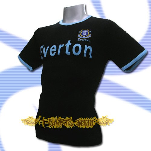 EVERTON BLACK SOCCER TEE T SHIRT FOOTBALL Size M / L48