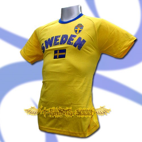 SWEDEN YELLOW FOOTBALL TEE T SHIRT SOCCER Size L / L70