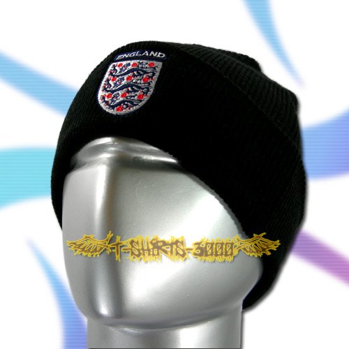 ENGLAND BLACK SOCCER BEANIE HAT SKULL CAP FOOTBALL / C18