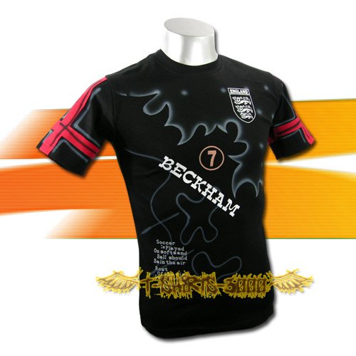 ENGLAND BECKHAM BLACK SOCCER TEE T SHIRT FOOTBALL / A29