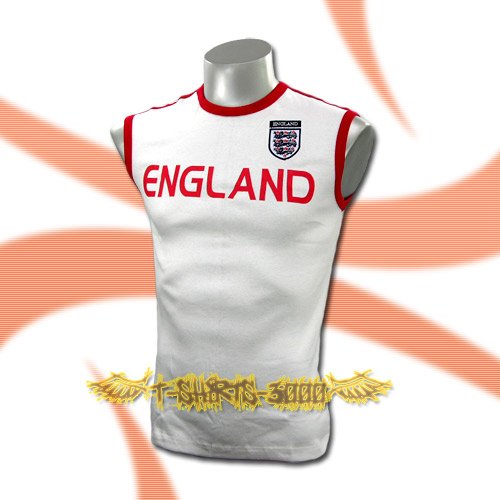ENGLAND WHITE SLEEVELESS SOCCER T SHIRT FOOTBALL Size M / A69