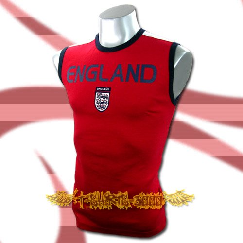 ENGLAND RED SLEEVELESS SOCCER T SHIRT FOOTBALL Size M / B13