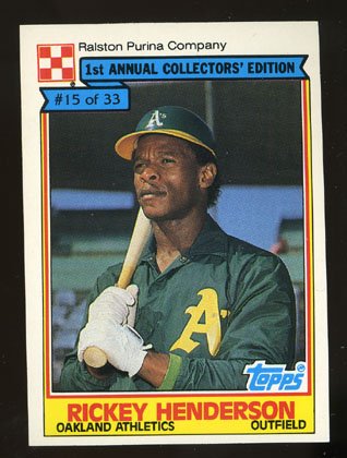 Rickey Henderson 1984 Ralston Purina # 15 Outfield Oakland Athletics HOF