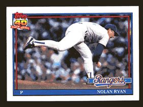 Nolan Ryan 1991 Topps # 1 Pitcher Texas Rangers