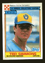 Ted Simmons 1984 Ralston Purina # 3 Catcher Milwaukee Brewers