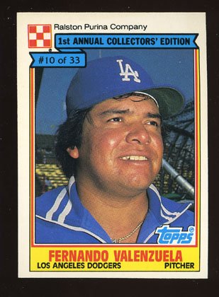 Fernando Valenzuela 1984 Ralston Purina # 10 Pitcher Los Angeles Dodgers