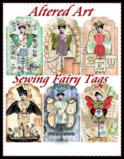 Vintage Sewing Fairy Tags - Digital Download ONLY