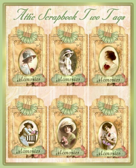 Attic Scrapbook Tags Set Two - Digital Download ONLY